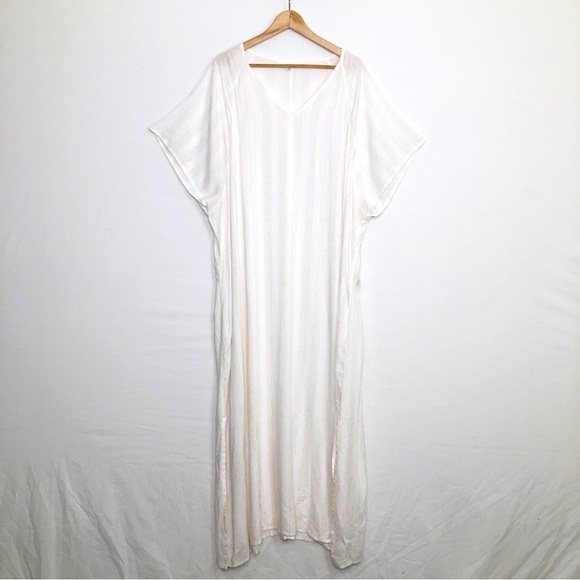 SummerSalt cream & tan graphic pinstripe caftan - Picture 1 of 13